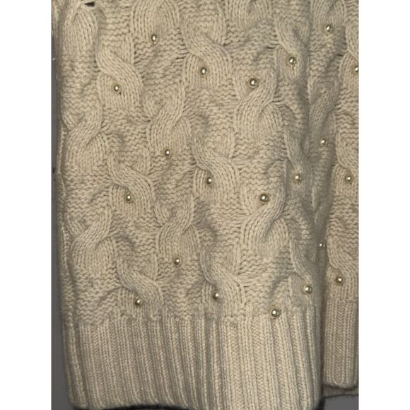 Ann Taylor Wool Angora Sweater Thick Cable Knit Ivory Pearl Rabbit Hair Size XL - Picture 7 of 16